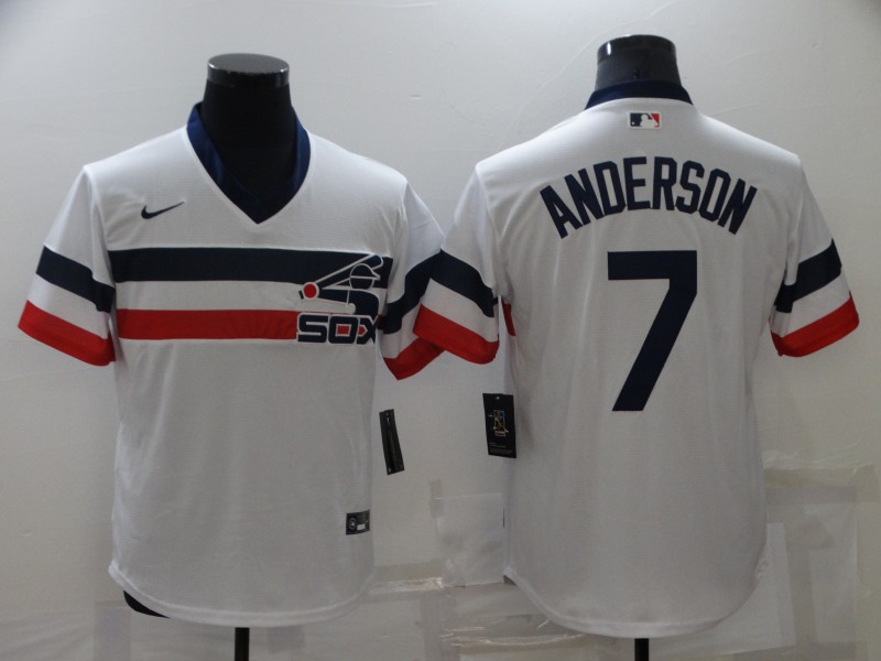 2021 Men Chicago White Sox #7 Anderson white Nike throwback MLB Jersey->seattle seahawks->NFL Jersey